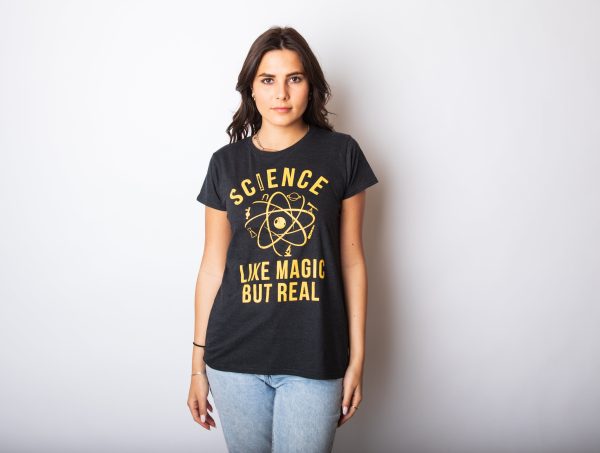 Womens Science Like Magic But Real Tshirt Funny Nerdy Teacher Tee