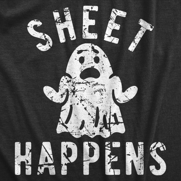 Womens Sheet Happens T Shirt Funny Halloween Ghost Costume Joke Tee For Ladies