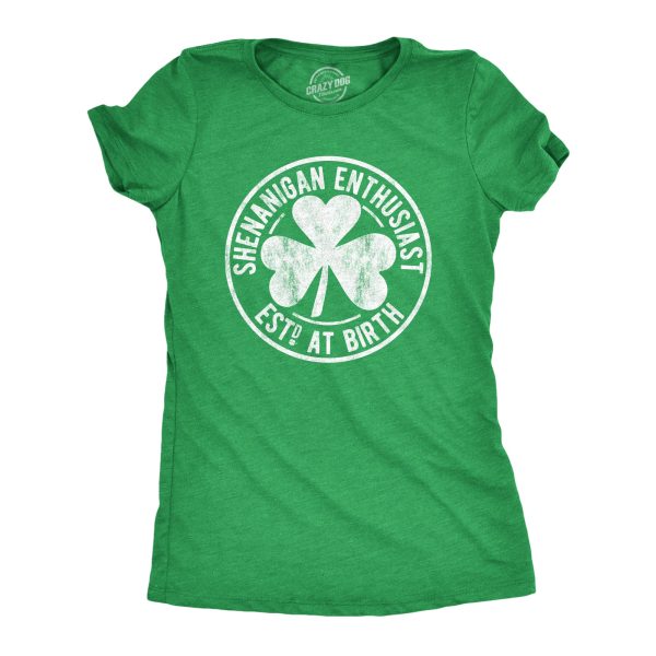 Womens Shenanigan Enthusiast T Shirt Funny Saint Patricks Day St Patty Irish Tee