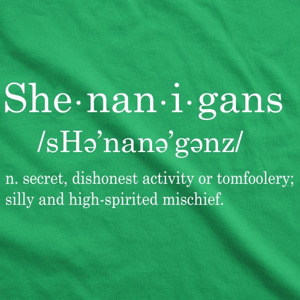 Womens Shenanigans Definition T Shirt Funny Saint Patricks Day St Patty Shamrock