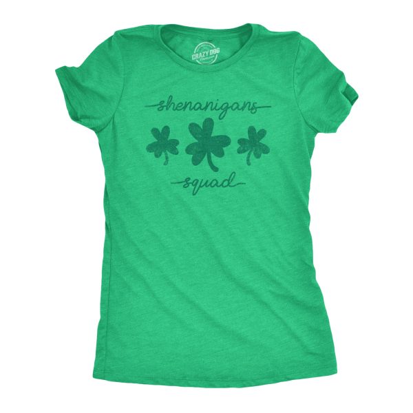 Womens Shenanigans Squad T shirt Funny St Patricks Day Parade Graphic Novelty Tee For Ladies