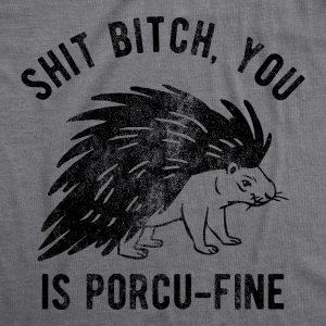 Womens Shit Bitch You Is Porcu Fine T Shirt Funny Offensive Porcupine Joke Tee For Ladies