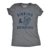 Womens Sinking And Drinking T Shirt Funny Drunk Partying Pong Game Tee For Ladies