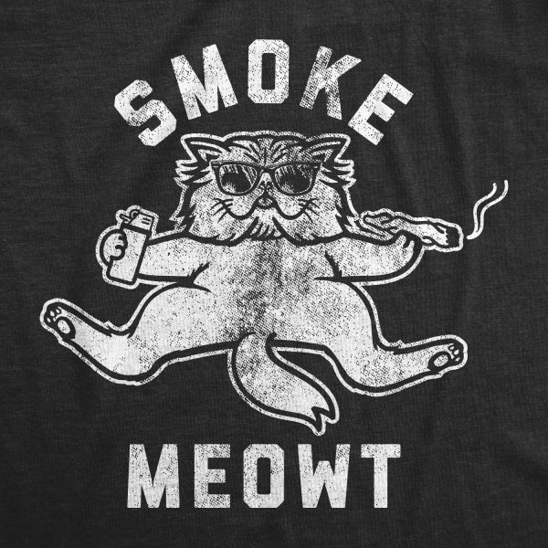 Womens Smoke Meowt Tshirt Funny 420 High Cat Pet Kitty Lover Graphic Novelty Weed Tee