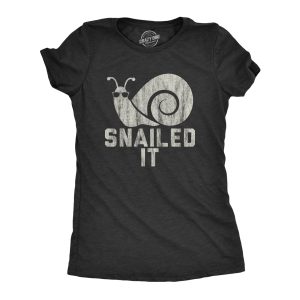 Womens Snailed It Shirt Funny Nailed It Snail Pun Sunglasses Sarcastic Novelty Tee
