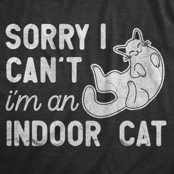 Womens Sorry I Cant Im An Indoor Cat T Shirt Funny Cute Introverted Kitten Tee For Ladies