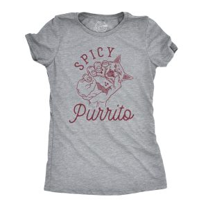 Womens Spicy Purrito Tshirt Funny Cat Burrito Tee