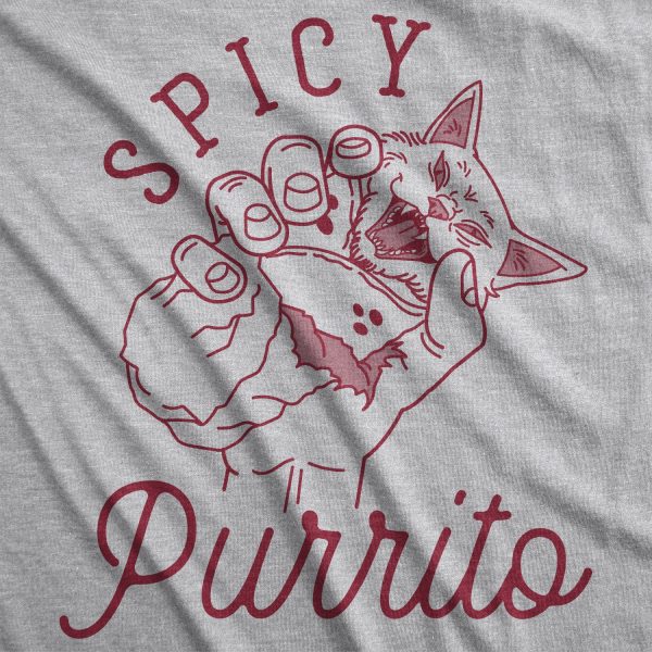 Womens Spicy Purrito Tshirt Funny Cat Burrito Tee