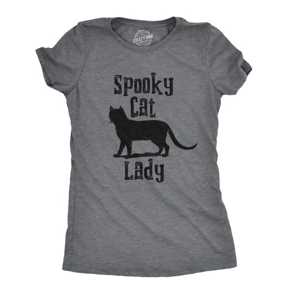 Womens Spooky Cat Lady Tshirt Funny Black Cat Halloween Tee