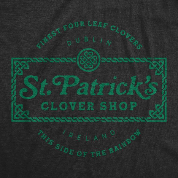 Womens St. Patricks Clover Shop Tshirt Funny Saint Paddy’s Day Parade Graphic Novelty Tee For Ladies