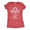 Womens Suck It Tshirt Funny Christmas Candy Cane Graphic Novelty Tee