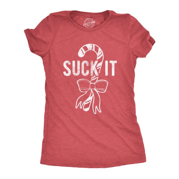 Womens Suck It Tshirt Funny Christmas Candy Cane Graphic Novelty Tee