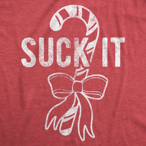 Womens Suck It Tshirt Funny Christmas Candy Cane Graphic Novelty Tee