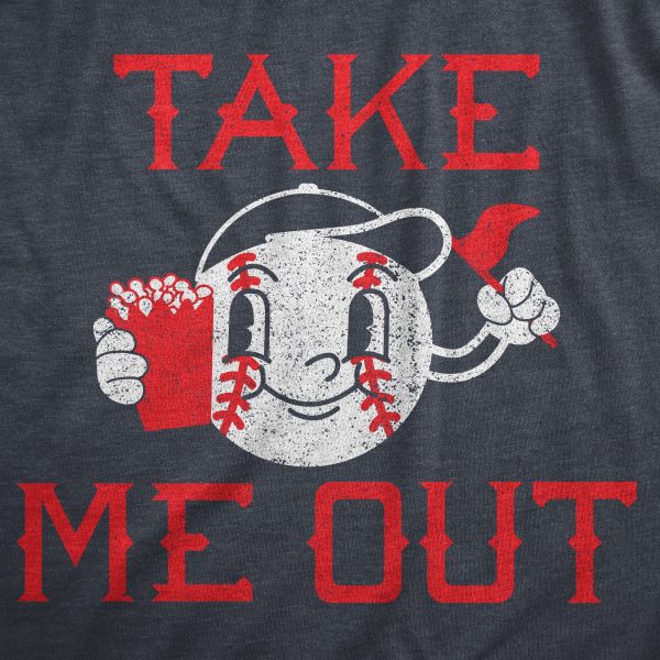 Womens Take Me Out T Shirt Funny Sarcastic Baseball Game Popcorn Graphic Tee For Ladies