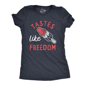 Womens Tastes Like Freedom T Shirt Funny Cool Fourth Of July Party Popsicle Tee For Ladies Womens Tastes Like Freedom T Shirt Funny Cool Fourth Of July Party Popsicle Tee For Ladies