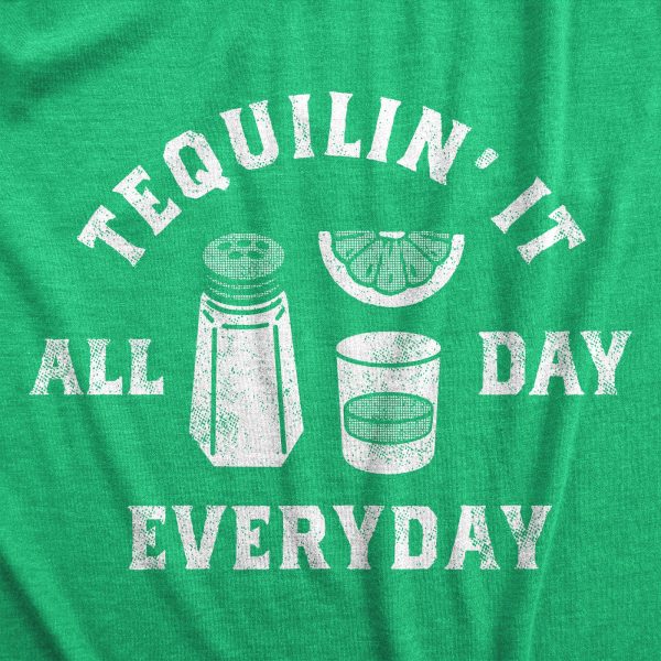 Womens Tequilin It All Day Everyday T Shirt Funny Drinking Partying Tequila Shot Lovers Tee For Ladies