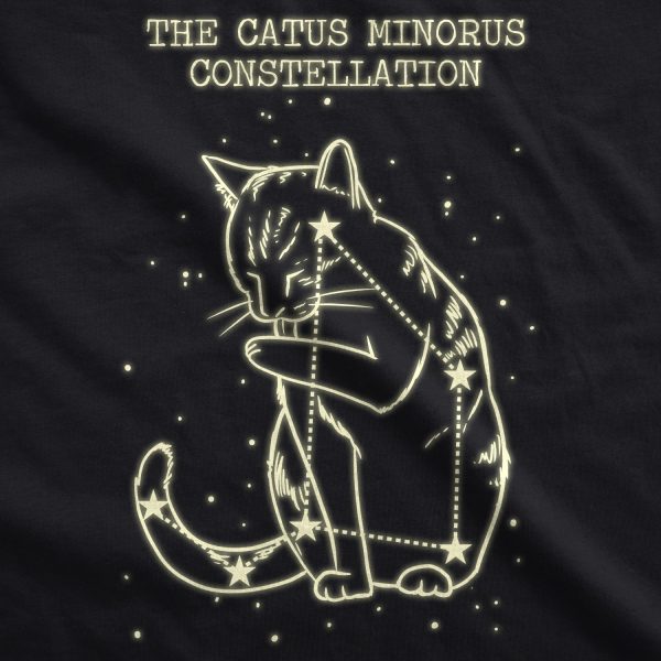 Womens The Catus Minorus Constellation Glow In The Dark T Shirt Funny Cats Tee