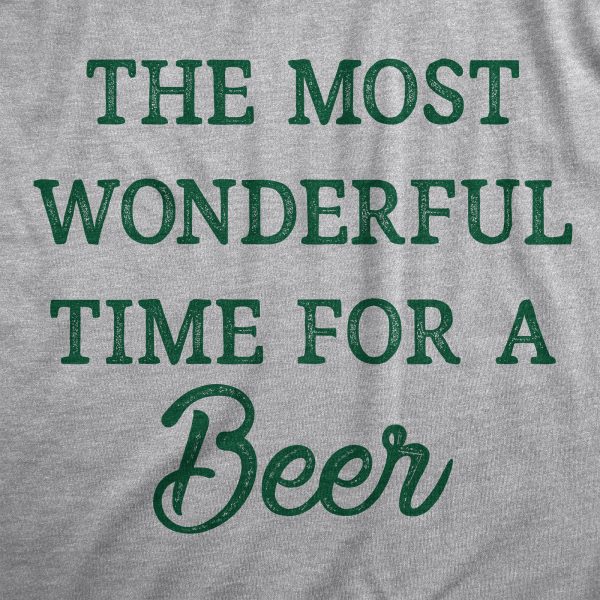 Womens The Most Wonderful Time For A Beer T Shirt Funny Xmas Drinking Ale Lovers Tee For Ladies