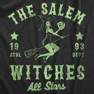 Womens The Salem Witch All Stars T Shirt Funny Halloween Witches Baseball Team Tee For Ladies