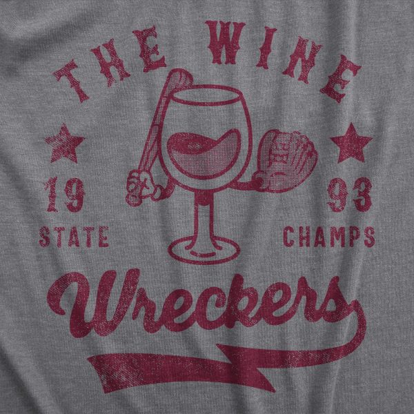 Womens The Wine Wreckers State Champs T Shirt Funny Booze Baseball Team Tee For Ladies