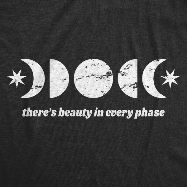 Womens Theres Beauty In Every Phase T Shirt Funny Cute Moon Lunar Phases Tee For Ladies