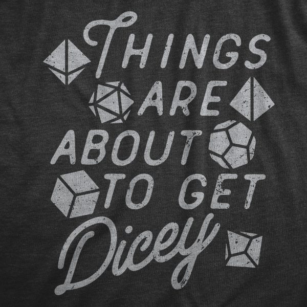 Womens Things Are About To Get Dicey T Shirt Funny Role Playing Dice Game Joke Tee For Ladies