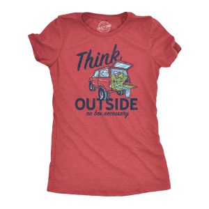 Womens Think Outside No Box Necessary Funny Car Camping Hatchback Funny T Shirt 3
