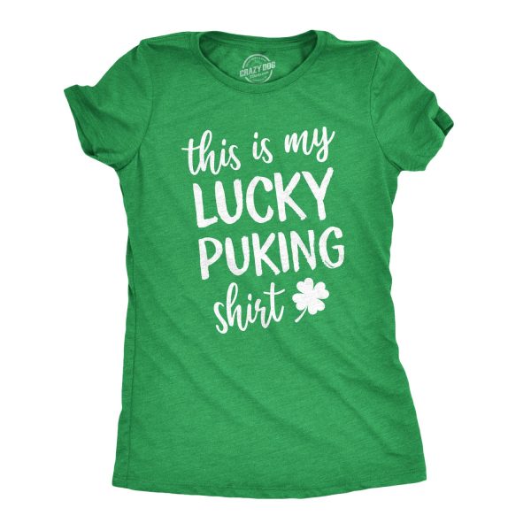 Womens This Is My Lucky Puking T Shirt Funny Saint Patricks Day St Patty Tee