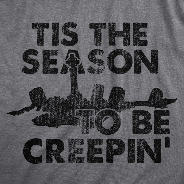 Womens Tis The Season To Be Creepin T Shirt Funny Spooky Creepy Halloween Lovers Tee For Ladies