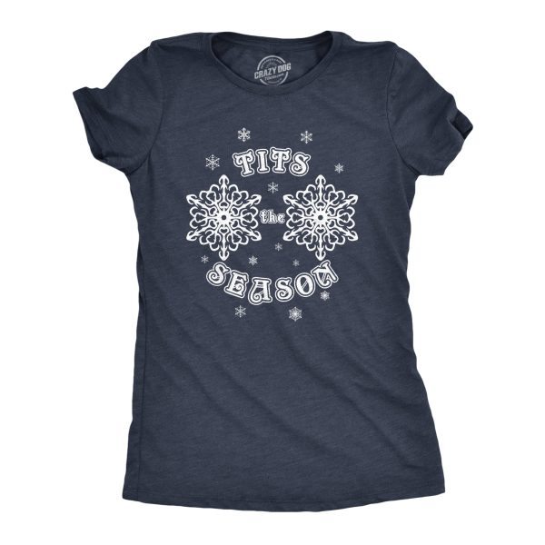 Womens Tits The Season Tshirt Funny Winter Christmas Boobs Tee