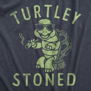 Womens Turtley Stoned T Shirt Funny 420 Joint Smoking Turtle Joke Tee For Ladies