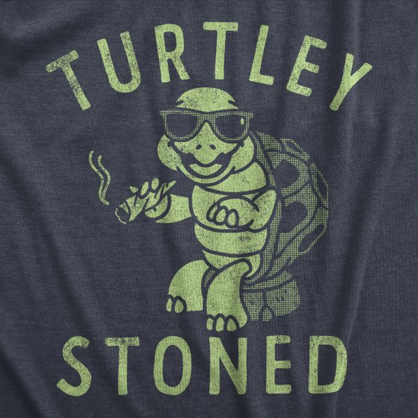 Womens Turtley Stoned T Shirt Funny 420 Joint Smoking Turtle Joke Tee For Ladies