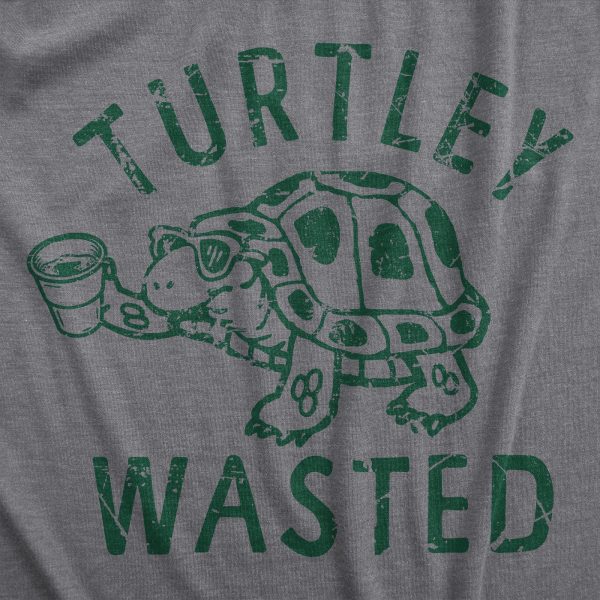 Womens Turtley Wasted T Shirt Funny Partying Drinking Turtle Joke Tee For Ladies