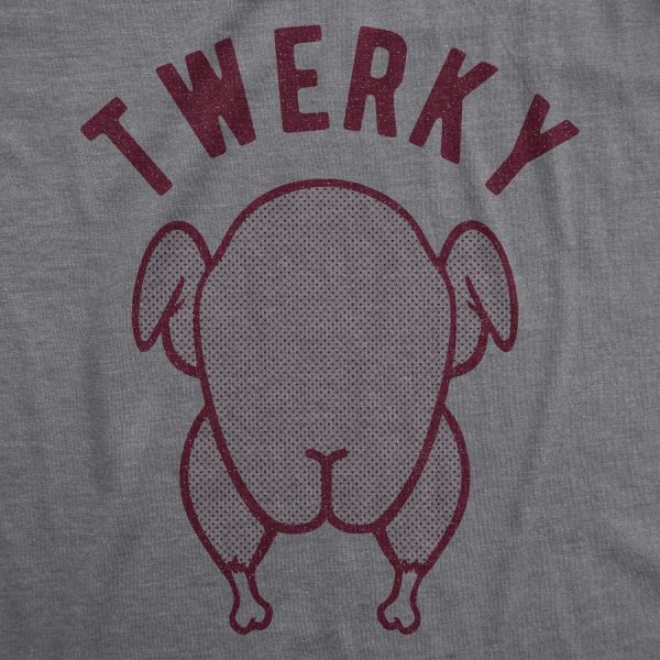 Womens Twerky Tshirt Funny Thanksgiving Twerking Dance Turkey Day Dinner Graphic Novelty Tee