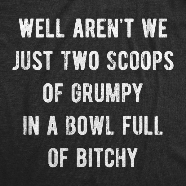 Womens Two Scoops Of Grumpy In A Bowl Full Of Bitchy T Shirt Funny Sarcastic Text Tee For Ladies