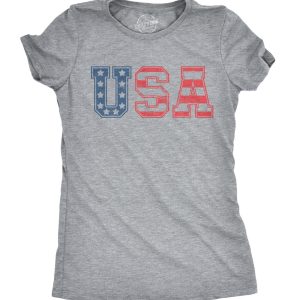 Womens USA Vintage T Shirt 4th Of July Indepence Day Tshirt Patriotic America
