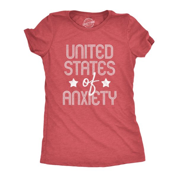 Womens United States Of Anxiety Tshirt Funny Social Distance USA Quarantine Graphic Tee