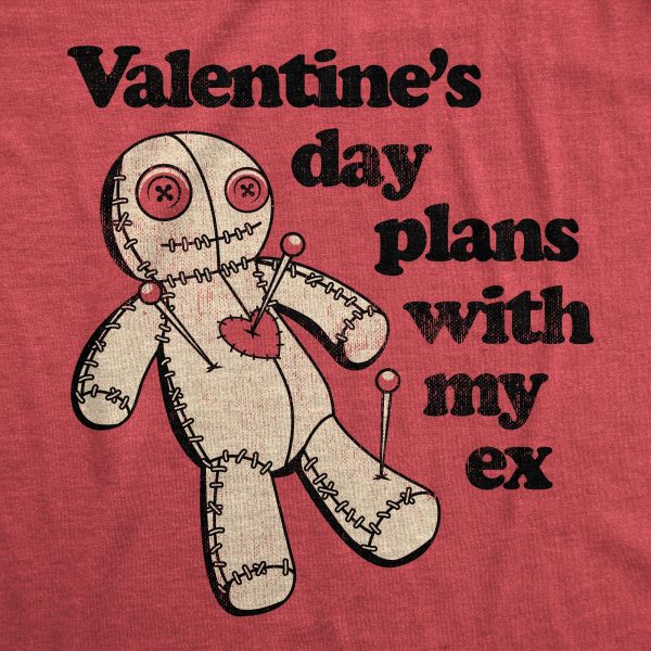 Womens Valentines Day Plans With My Ex T Shirt Funny Voodoo Doll Joke Tee For Ladies