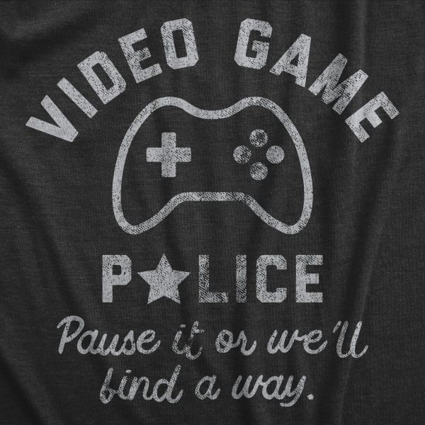 Womens Video Game Police T Shirt Funny Video Gamer Controller Joke Tee For Ladies