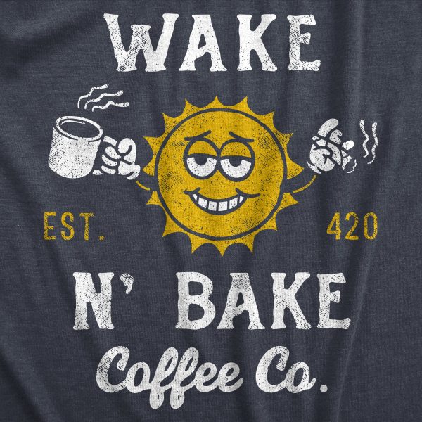 Womens Wake N Bake Coffee Co T Shirt Funny 420 Joint Smoking Caffeine Lovers Tee For Ladies