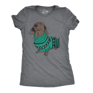 Womens Wiener Dog Ugly Christmas Sweater T shirt Dachshund Pet Owner Mom Tee Womens Wiener Dog Ugly Christmas Sweater T shirt Dachshund Pet Owner Mom Tee