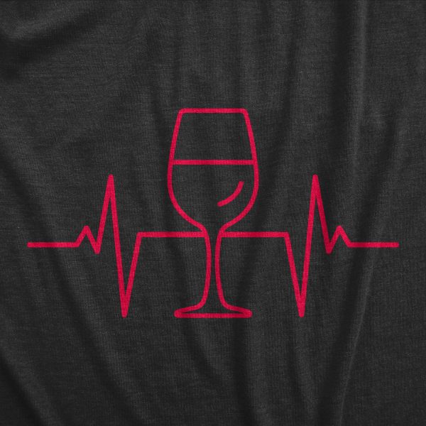 Womens Wine Glass Heart Beat T Shirt Funny Cool Alcohol Drinking Pulse Tee For Ladies