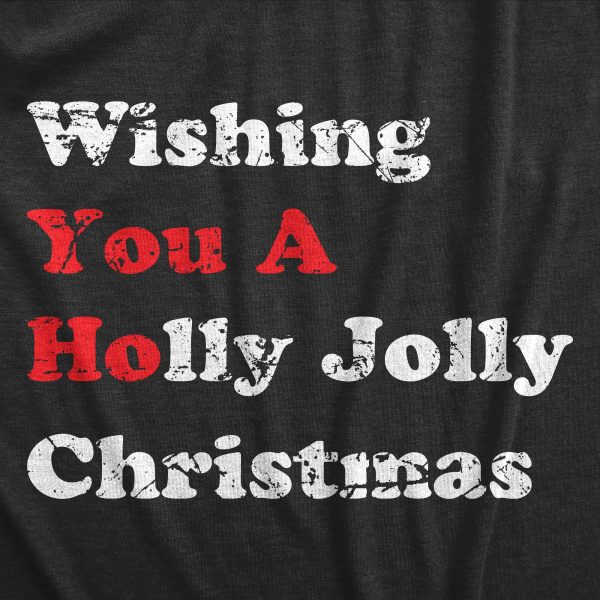 Womens Wishing You a Holly Jolly Christmas T Shirt Funny Offensive You A Ho Joke Tee For Ladies