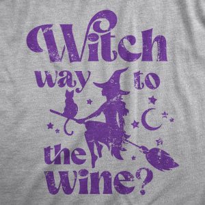 Womens Witch Way To The Wine T Shirt Funny Halloween Witches Drinking Lovers Tee For Ladies Womens Witch Way To The Wine T Shirt Funny Halloween Witches Drinking Lovers Tee For Ladies