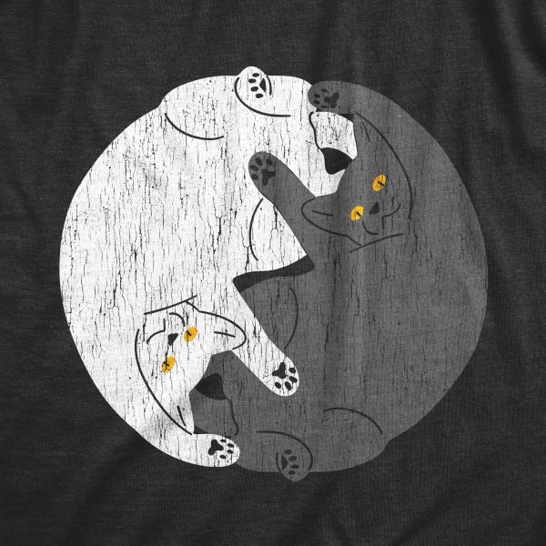 Womens Yin Yang Cats T Shirt Funny Kitten Lovers Light And Dark Tee For Ladies