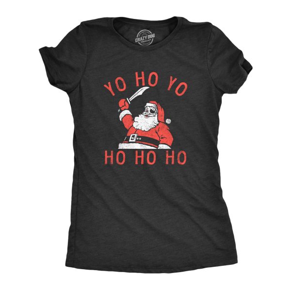 Womens Yo Ho Yo T Shirt Funny Xmas Party Santa Pirate Joke Tee For Ladies