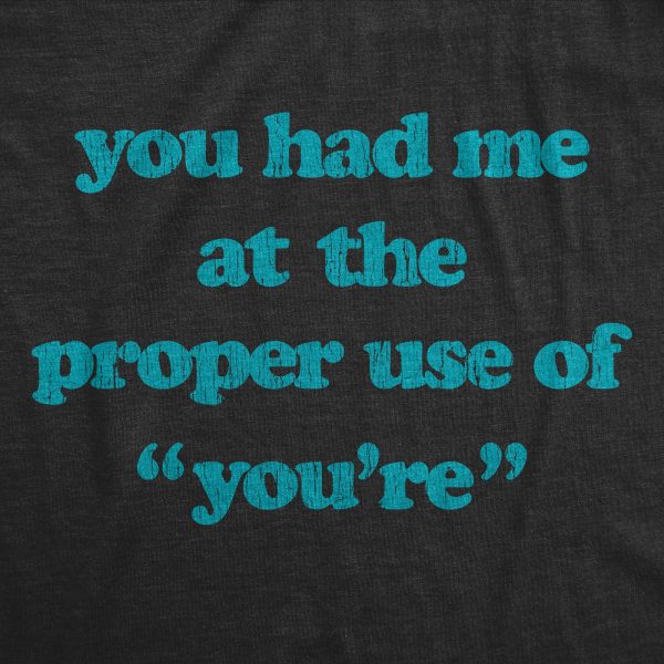 Womens You Had Me At The Proper Use Of You’re Tshirt Funny Correcting Grammar Tee