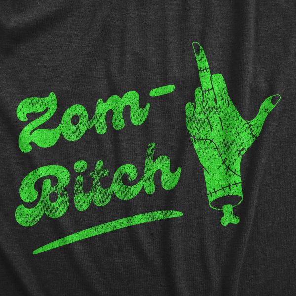 Womens Zom Bitch T Shirt Funny Halloween Party Zombie Middle Finger Tee For Ladies