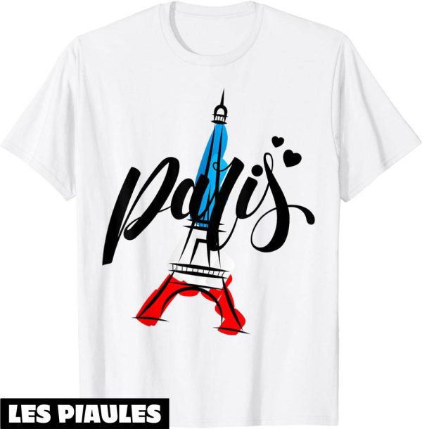 Ami Paris T-Shirt France Flag With Eiffel Tower Sketch