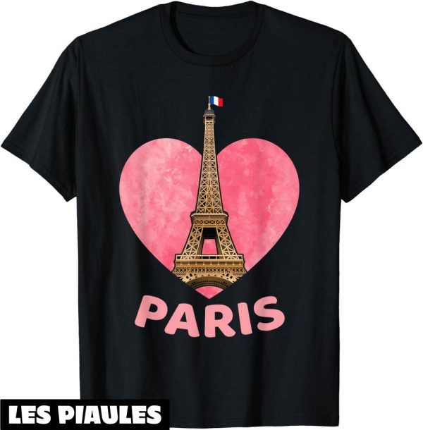 Ami Paris T-Shirt France Tour Eiffel Coeur Drapeau Cadeau